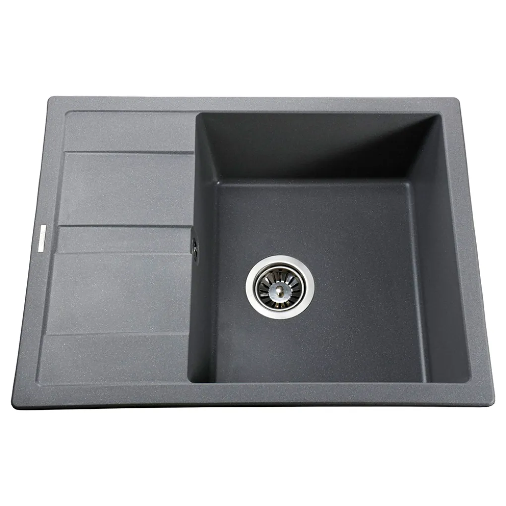 Гранітна мийка Globus Lux ONE 650х500-А0003, сірий металік- Фото 1